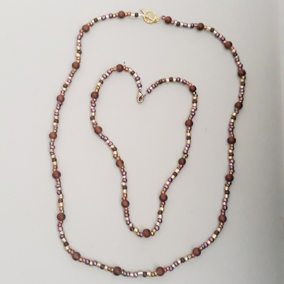 Handmade Gold + Purple Beaded Necklace and Choker - 2 Piece Set - Picture 8 of 14